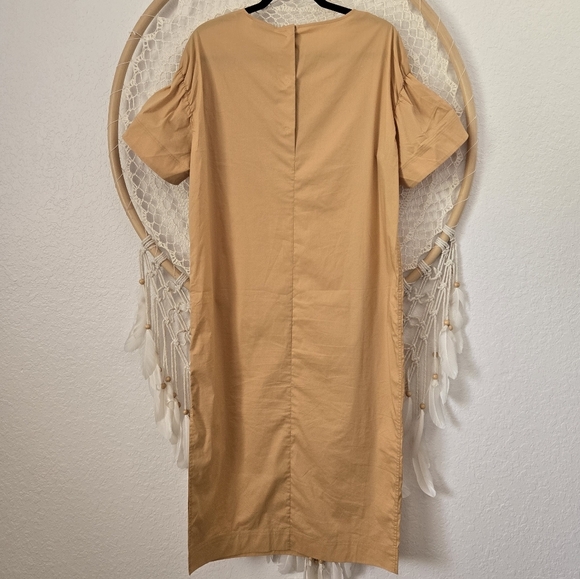 NEW COS Flare-Sleeved Stretch Poplin Midi Dress in Butter Ochre Yellow Size 8 - Picture 11 of 12